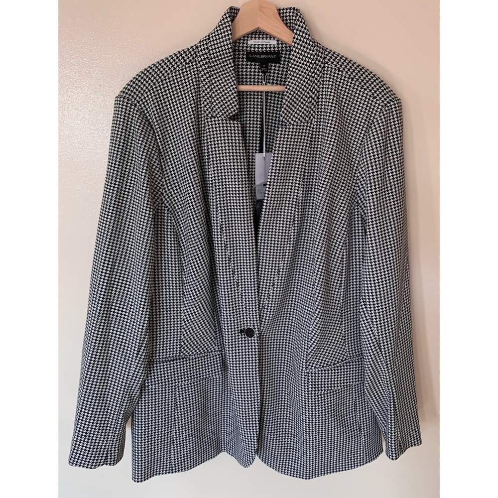 Lane Bryant • 28 • One Button Houndstooth The Bryant Blazer Sexy Stretch